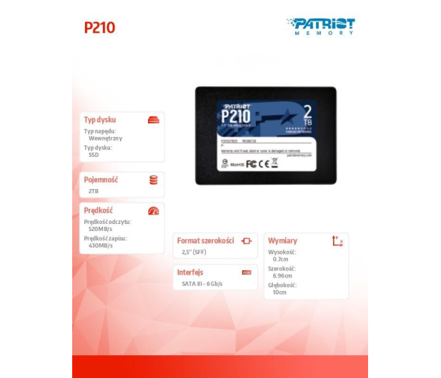 Patriot 2TB 2,5" SATA SSD P210 - 575332 - zdjęcie 2